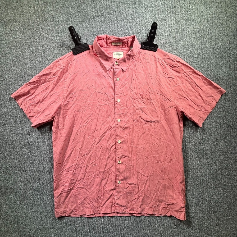 Quiksilver Waterman Collection Shirt Men 2XL Salmon Comfort Fit Button-Up Casual